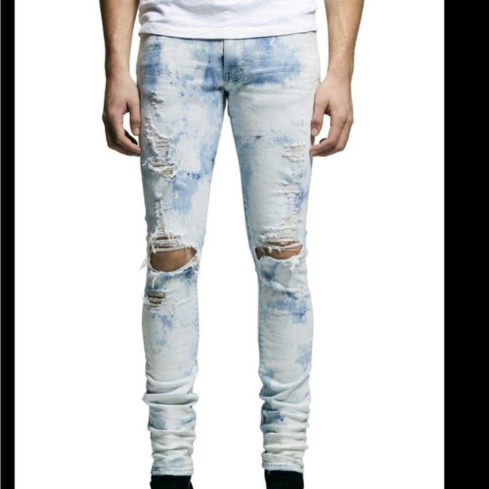 Amiri thrasher acid wash white cloud skinny jeans sz 32 - Picture 2 of 10